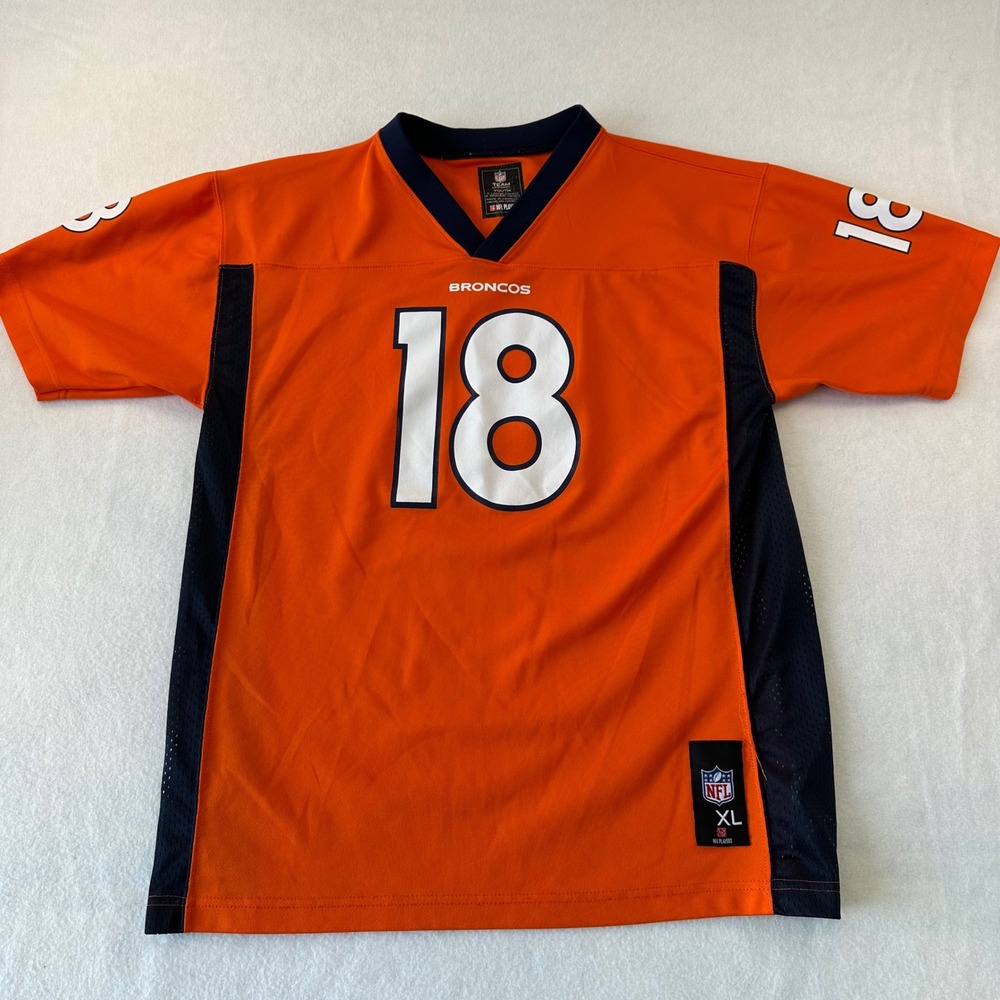 NFL Team Apparel Denver Broncos Peyton Manning 18 Youth XL Orange Jersey